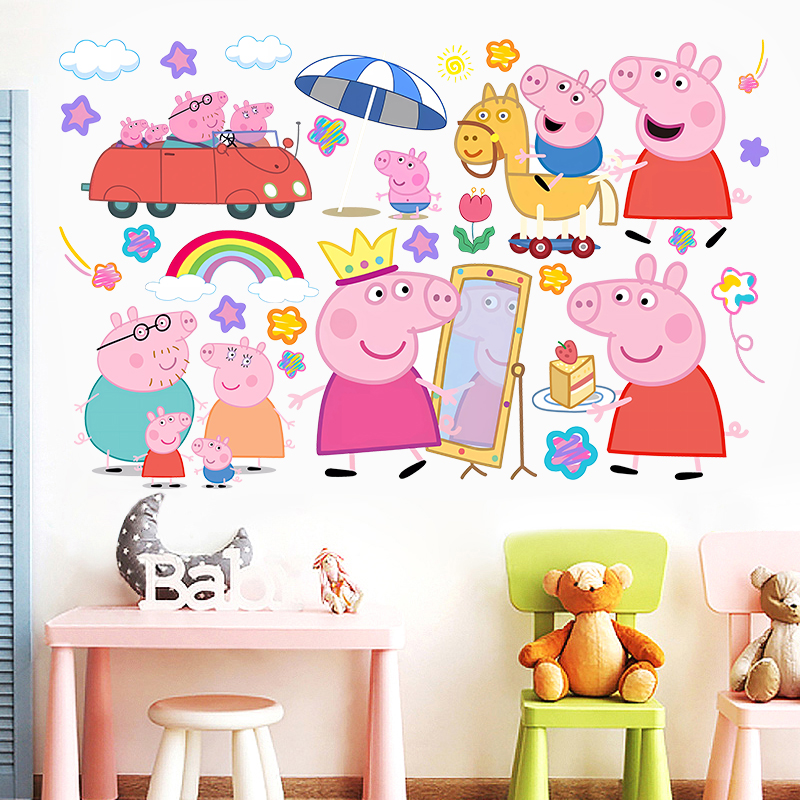 Baby Nursery Decals - Cartoon Peppa Pig Wall Stickers For