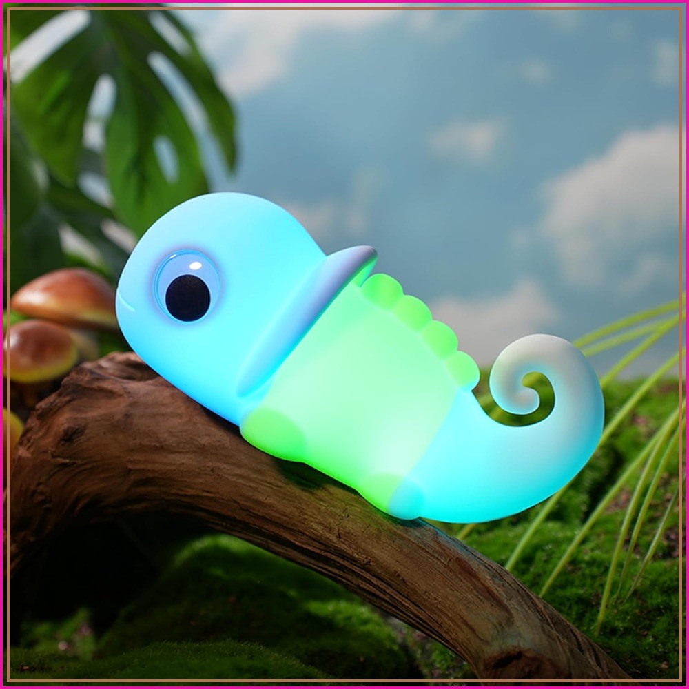 Baby Nursery Lamp - Soft Silicone Chameleon Night Light with
