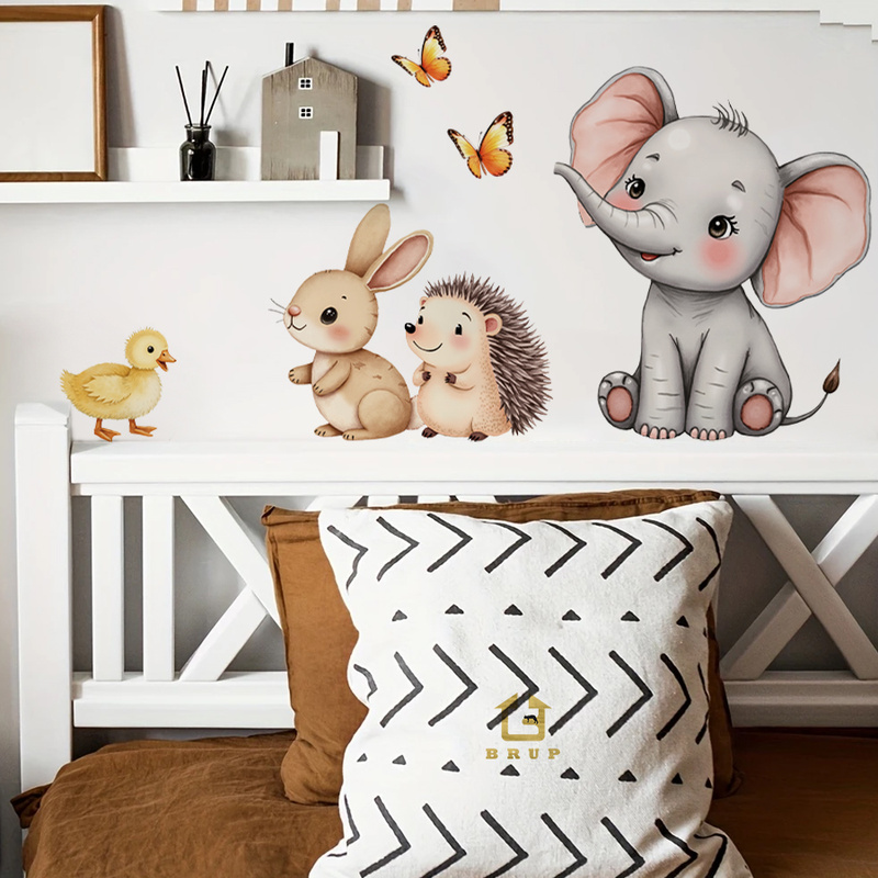Baby Nursery Wall Decals - Cartoon Animal Wall Sticker - Elephant