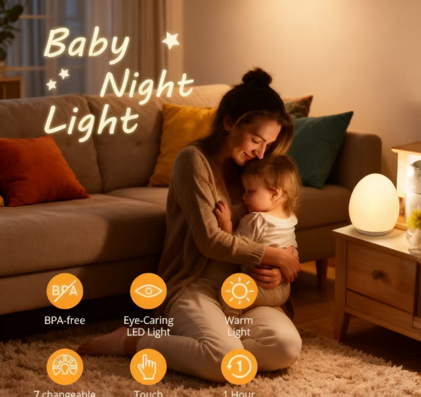 “Egg-Shaped Silicone Night Lig - Baby Nursery Lamp บทวิจารณ์และราคา