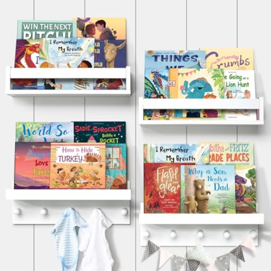 Set of Four Floating Book Shel - Baby Nursery Shelves บทวิจารณ์และราคา