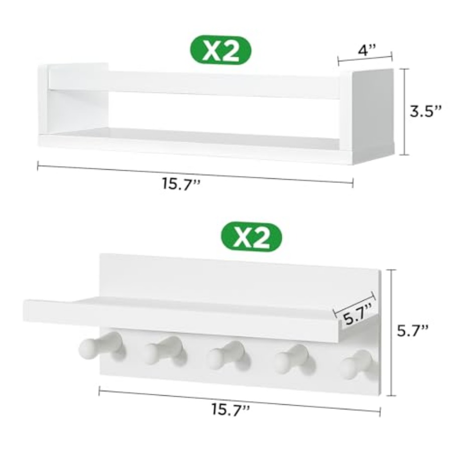 Set of Four Floating Book Shel - Baby Nursery Shelves บทวิจารณ์และราคา