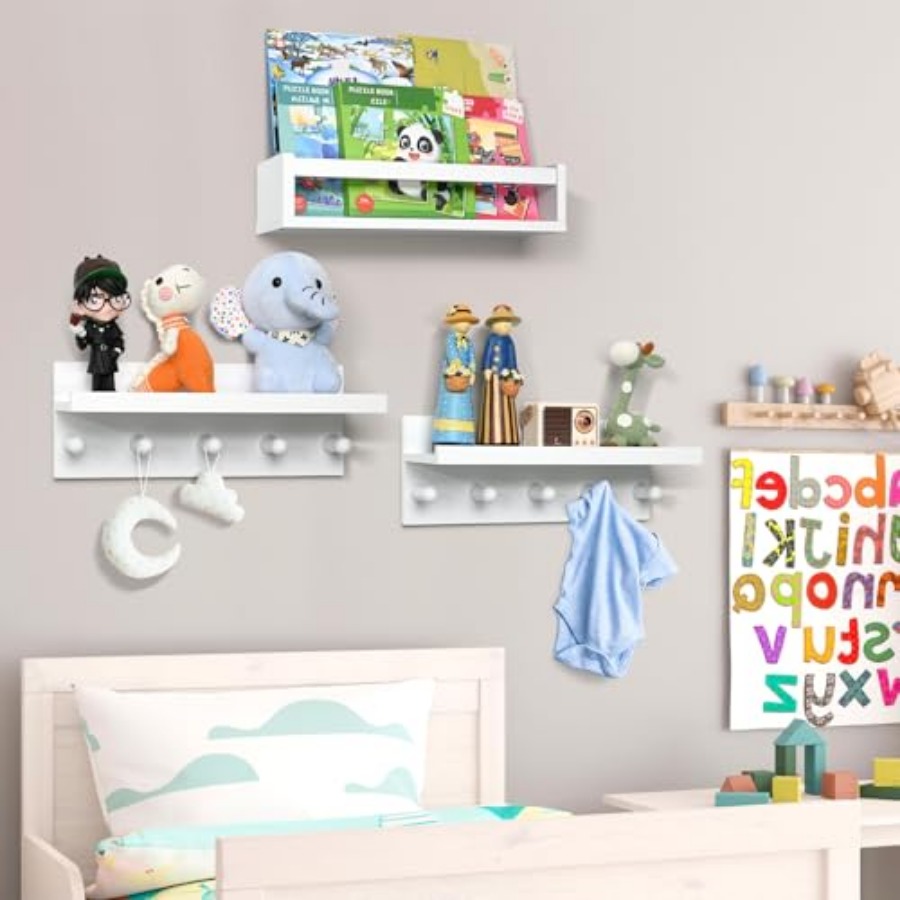 Set of Four Floating Book Shel - Baby Nursery Shelves บทวิจารณ์และราคา