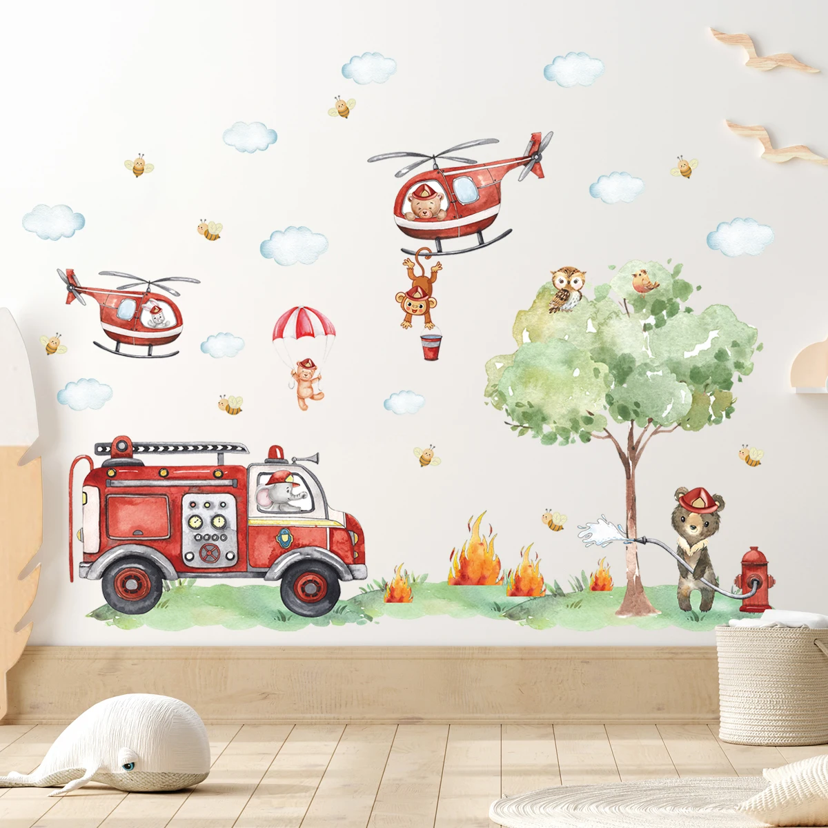 Cartoon Animal Fire Fighting T - Baby Nursery Water บทวิจารณ์และราคา