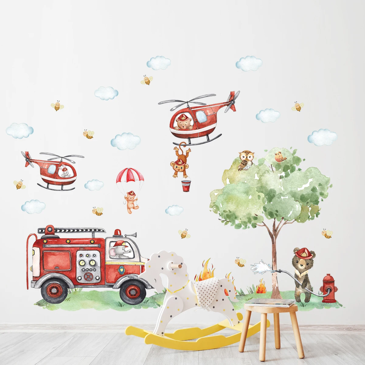 Cartoon Animal Fire Fighting T - Baby Nursery Water บทวิจารณ์และราคา