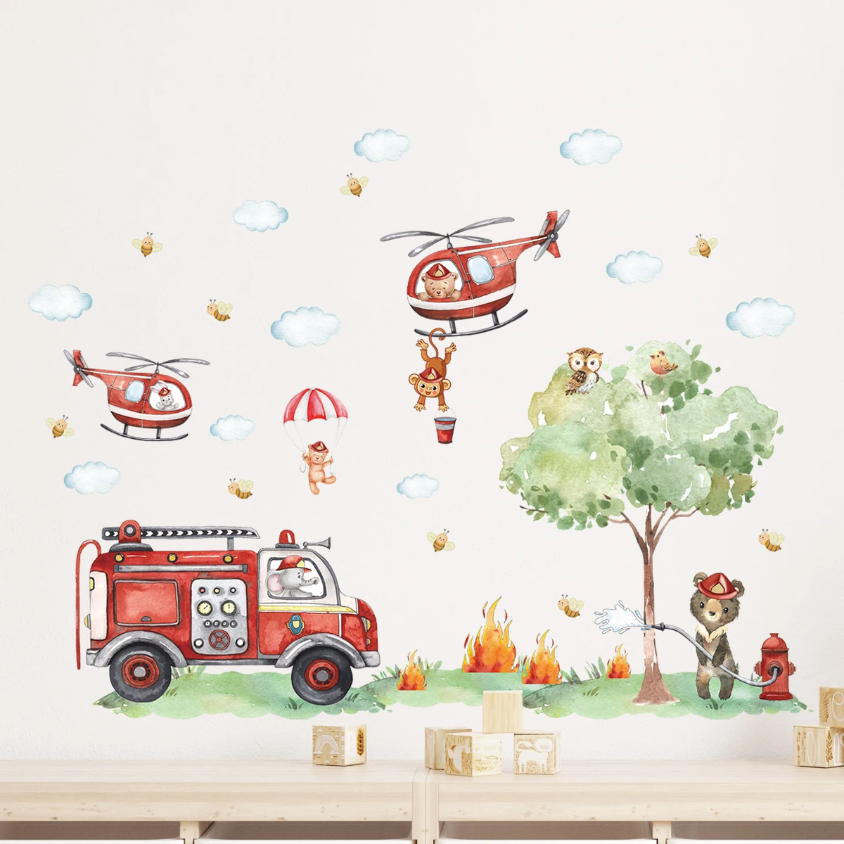 Cartoon Animal Fire Fighting T - Baby Nursery Water บทวิจารณ์และราคา