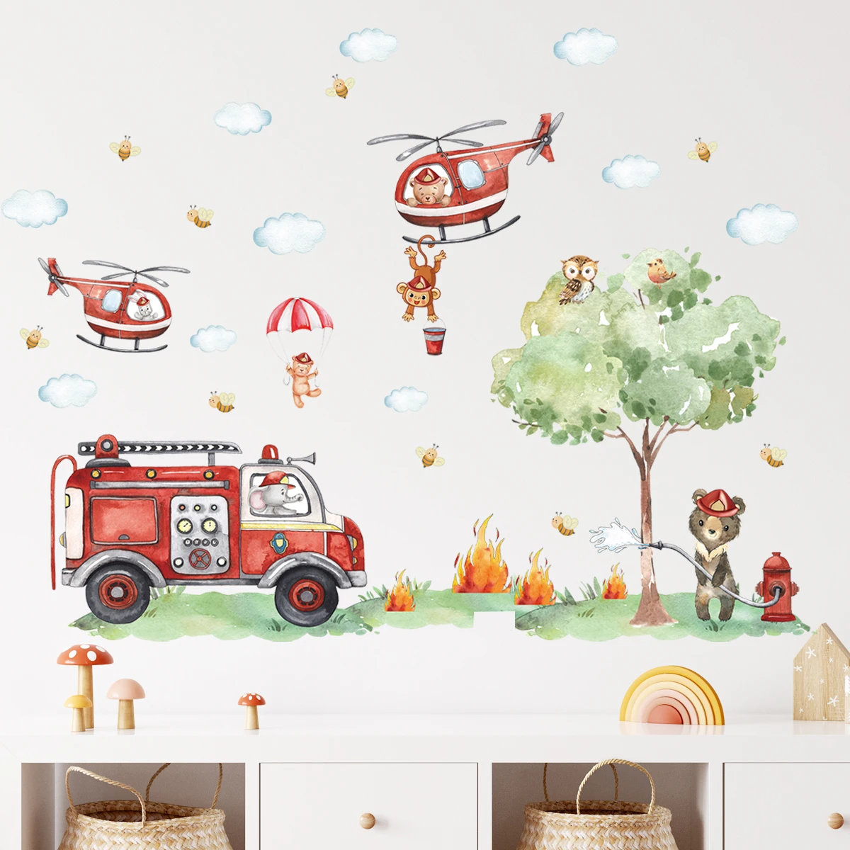 Cartoon Animal Fire Fighting T - Baby Nursery Water บทวิจารณ์และราคา