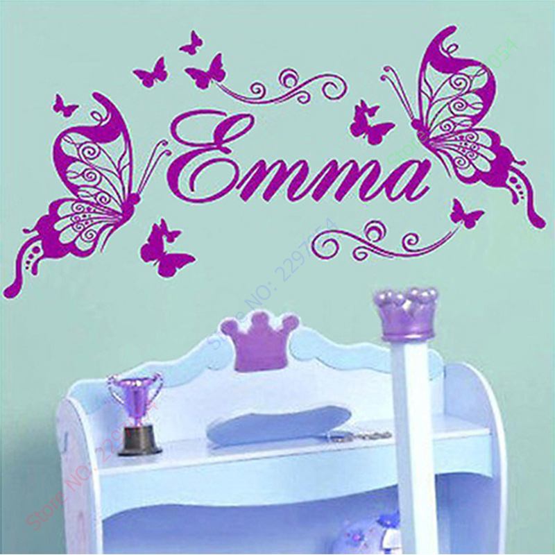 New Butterflies Personalized N - Baby Nursery Wall Mural บทวิจารณ์และราคา