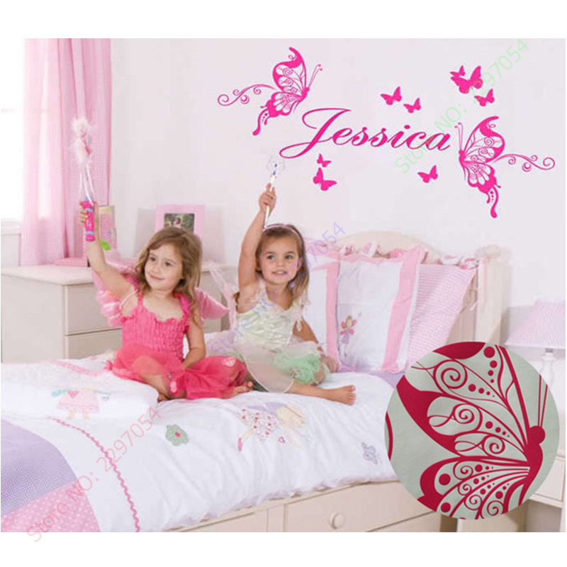 New Butterflies Personalized N - Baby Nursery Wall Mural บทวิจารณ์และราคา