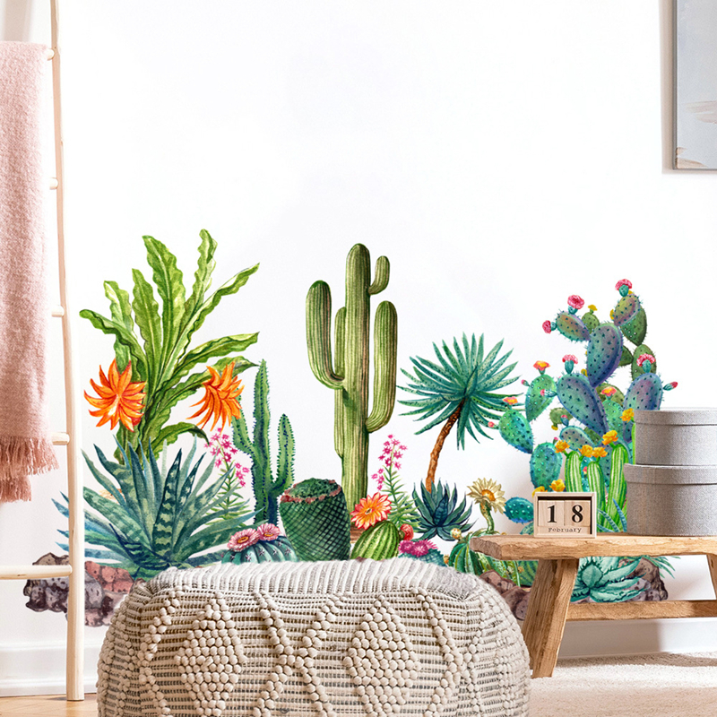 Tropical Plant Cactus Vinyl Mu - Baby Nursery Wall Mural บทวิจารณ์และราคา