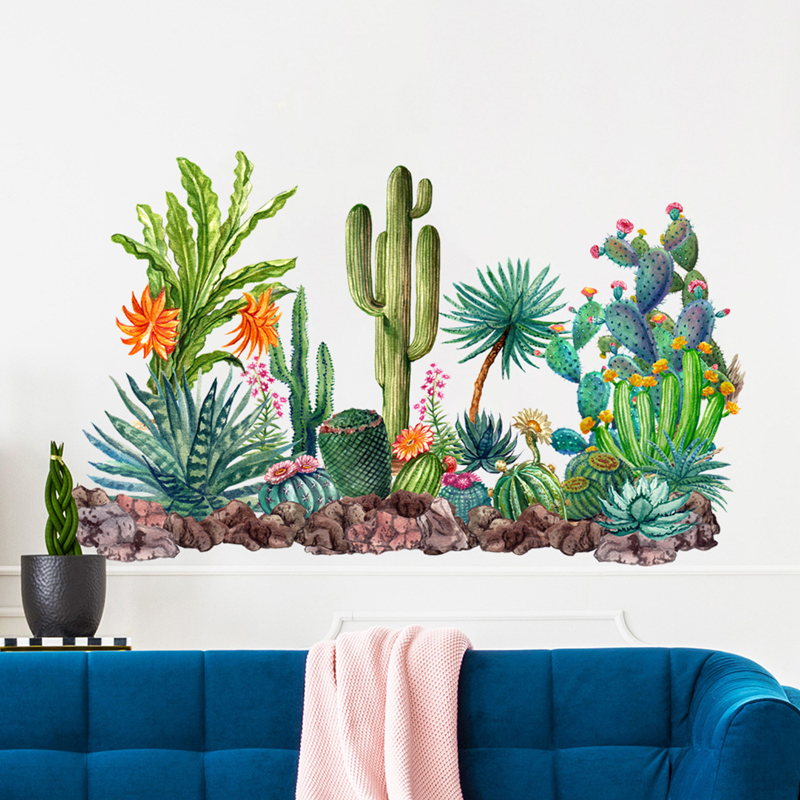 Tropical Plant Cactus Vinyl Mu - Baby Nursery Wall Mural บทวิจารณ์และราคา