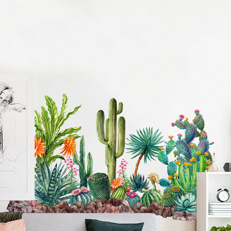 Tropical Plant Cactus Vinyl Mu - Baby Nursery Wall Mural บทวิจารณ์และราคา