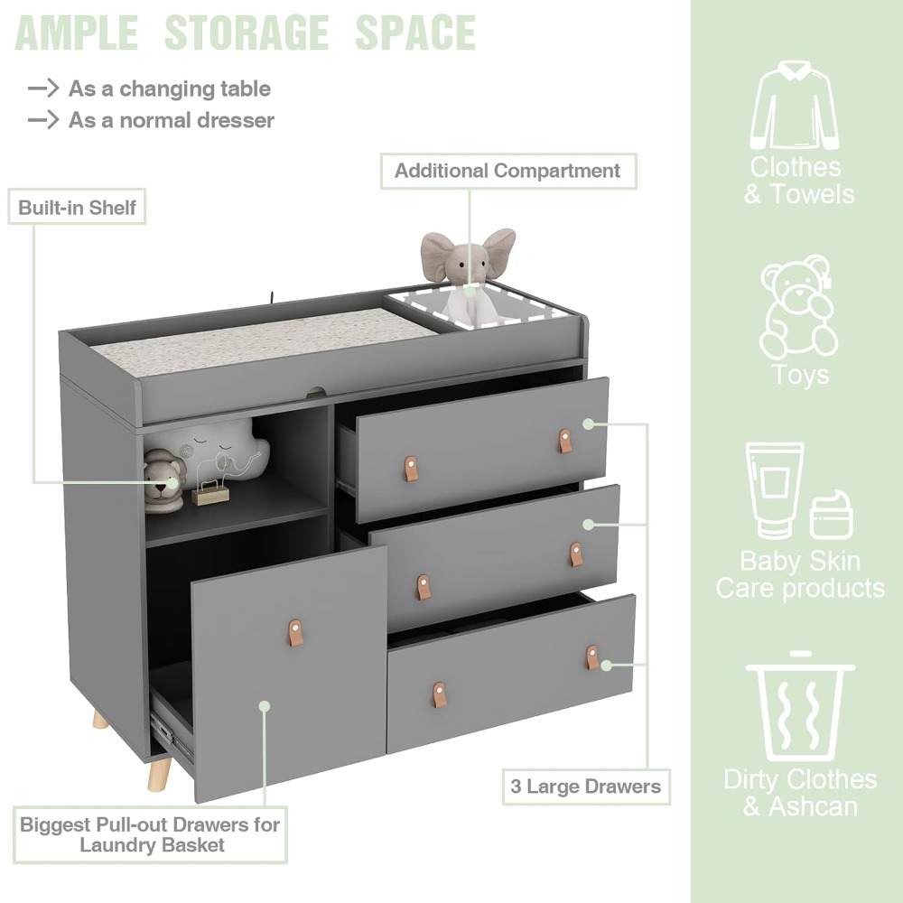 Baby Dresser Changing Table, T - Baby Nursery Shelves บทวิจารณ์และราคา