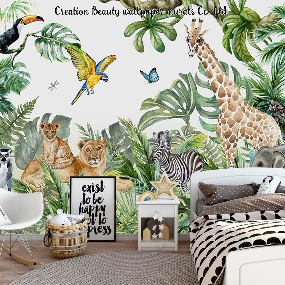 Watercolor Animals Jungle Wall - Baby Nursery Water บทวิจารณ์และราคา