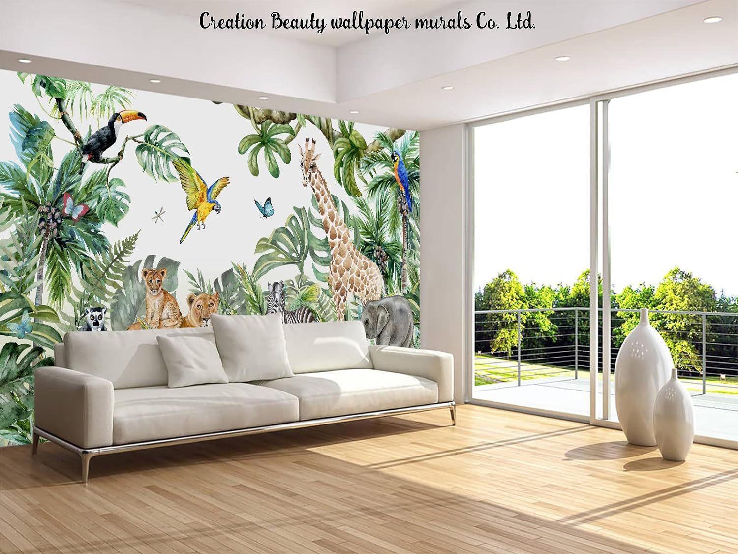 Watercolor Animals Jungle Wall - Baby Nursery Water บทวิจารณ์และราคา