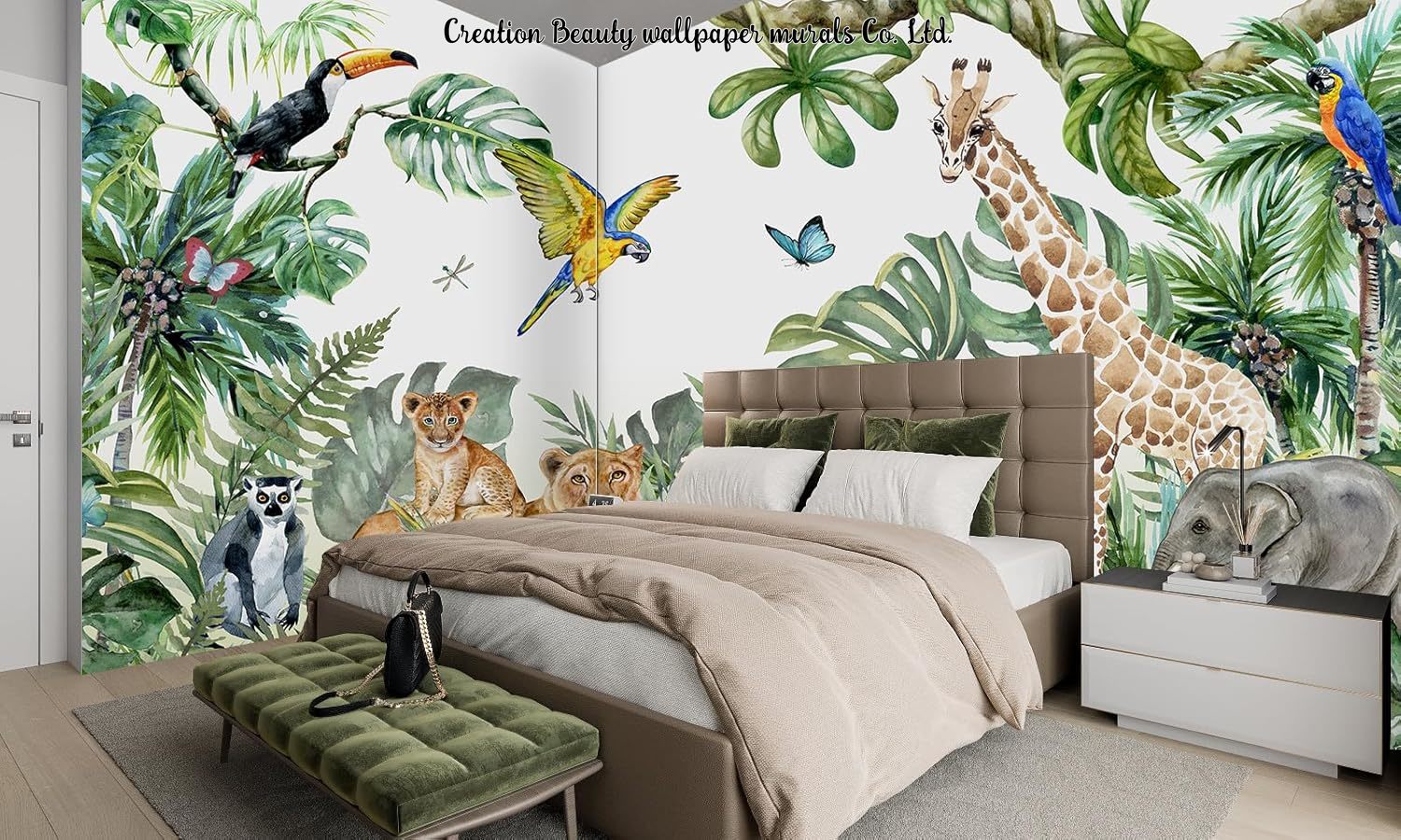 Watercolor Animals Jungle Wall - Baby Nursery Water บทวิจารณ์และราคา