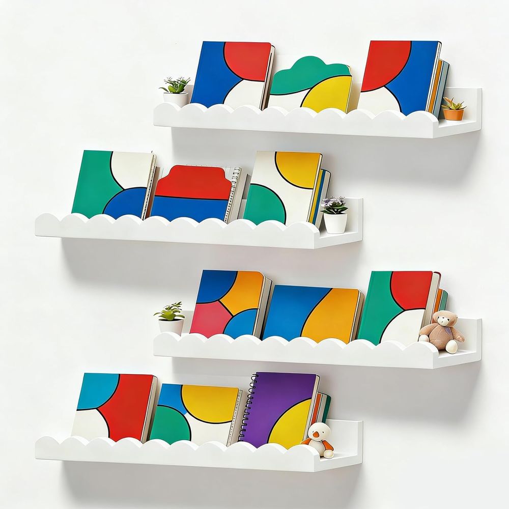 Set of 4 Floating Scalloped Wa - Baby Nursery Shelves บทวิจารณ์และราคา
