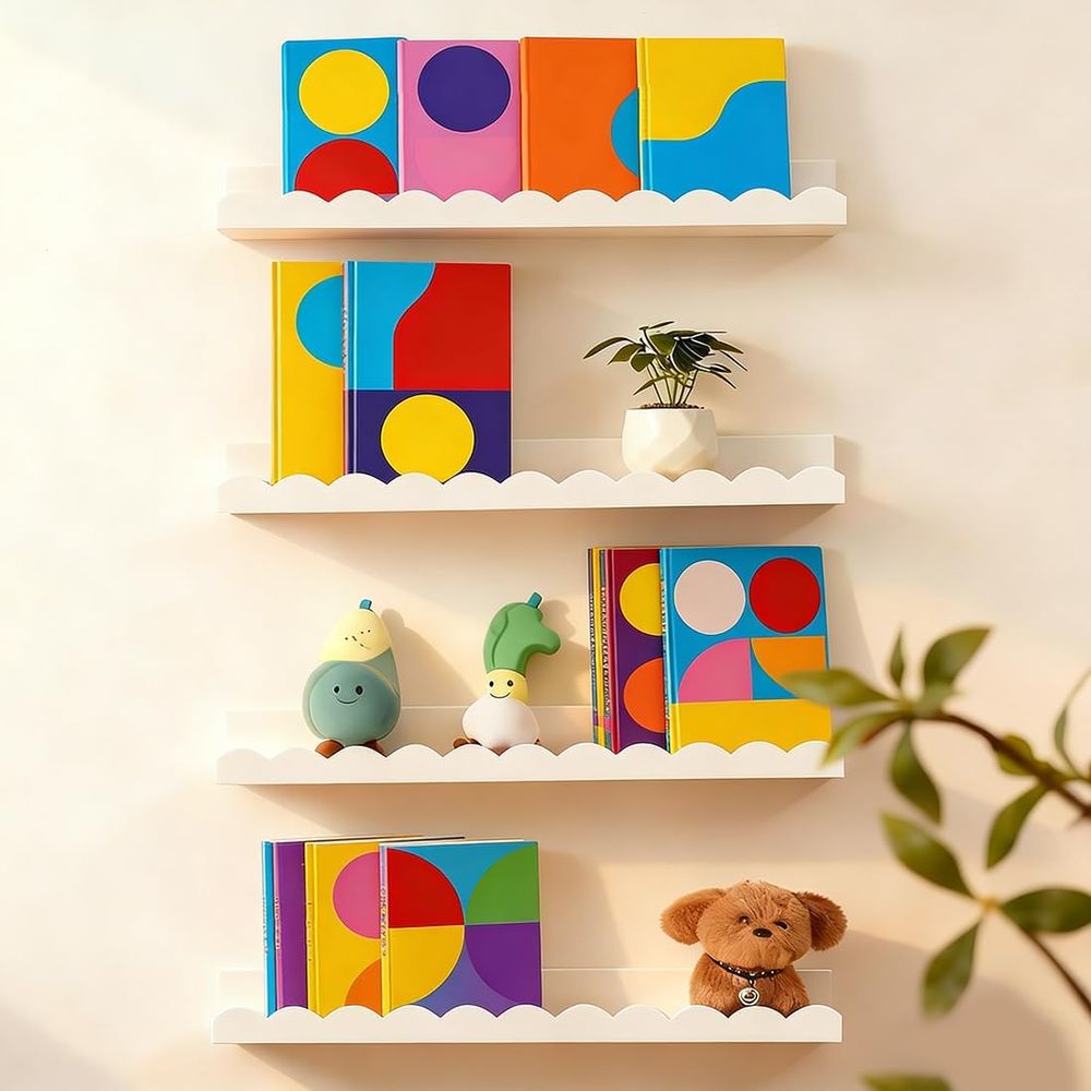 Set of 4 Floating Scalloped Wa - Baby Nursery Shelves บทวิจารณ์และราคา