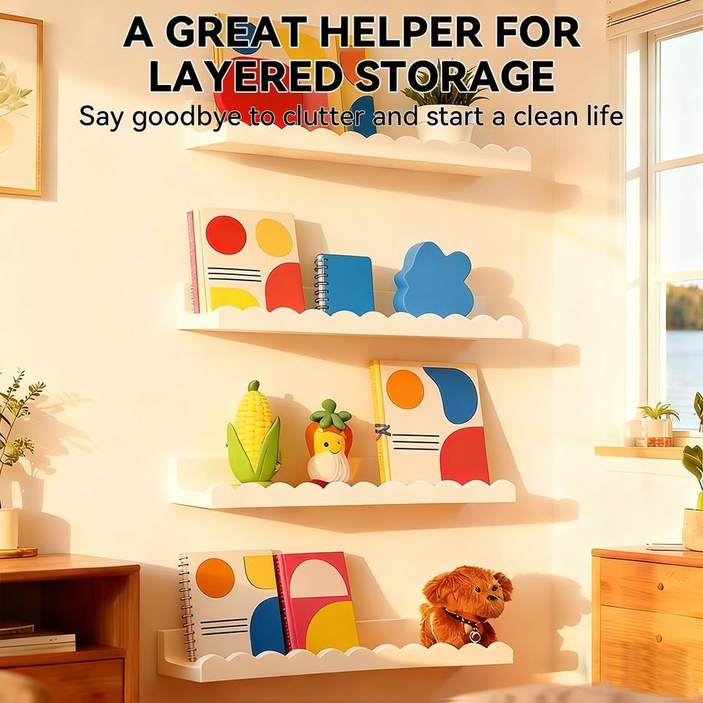 Set of 4 Floating Scalloped Wa - Baby Nursery Shelves บทวิจารณ์และราคา