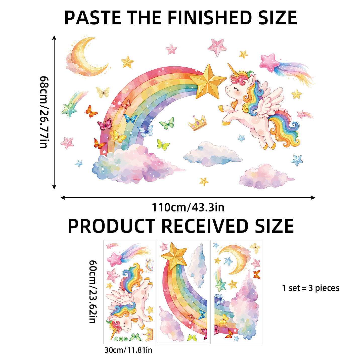 Unicorn Rainbow Butterfly Wall - Baby Nursery Decals บทวิจารณ์และราคา
