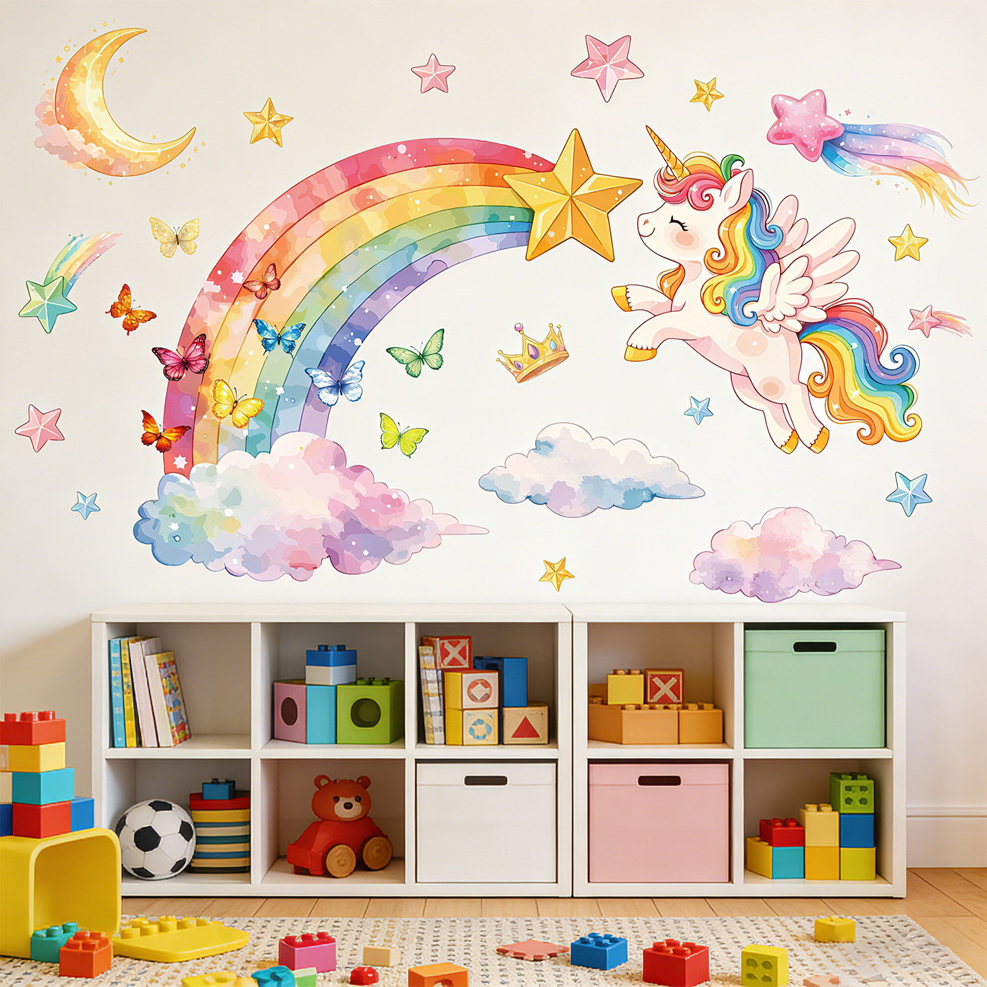Unicorn Rainbow Butterfly Wall - Baby Nursery Decals บทวิจารณ์และราคา