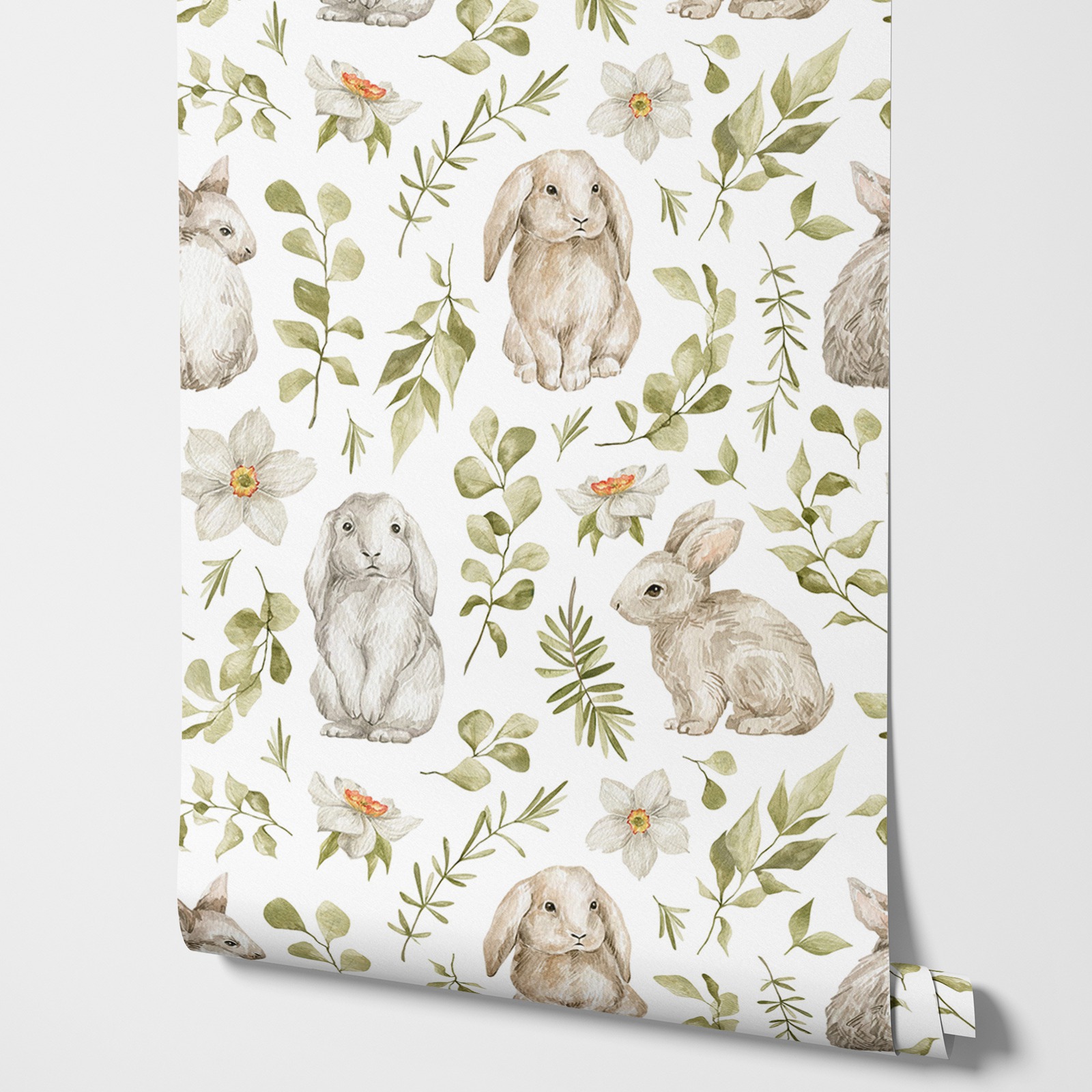 Bunny Wallpaper Kids Room Wall - Baby Nursery Water บทวิจารณ์และราคา