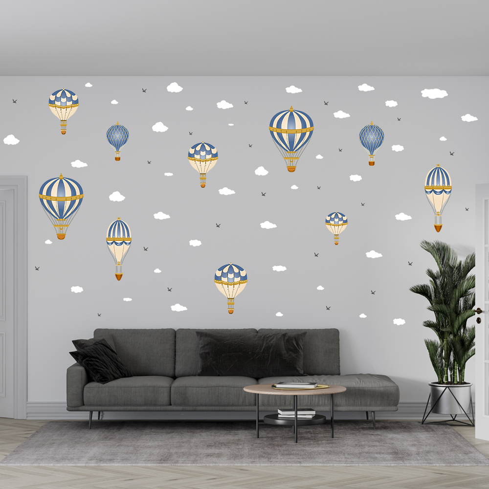 Cartoon Hot Air Balloon Clouds - Baby Nursery Wall Decals บทวิจารณ์และราคา