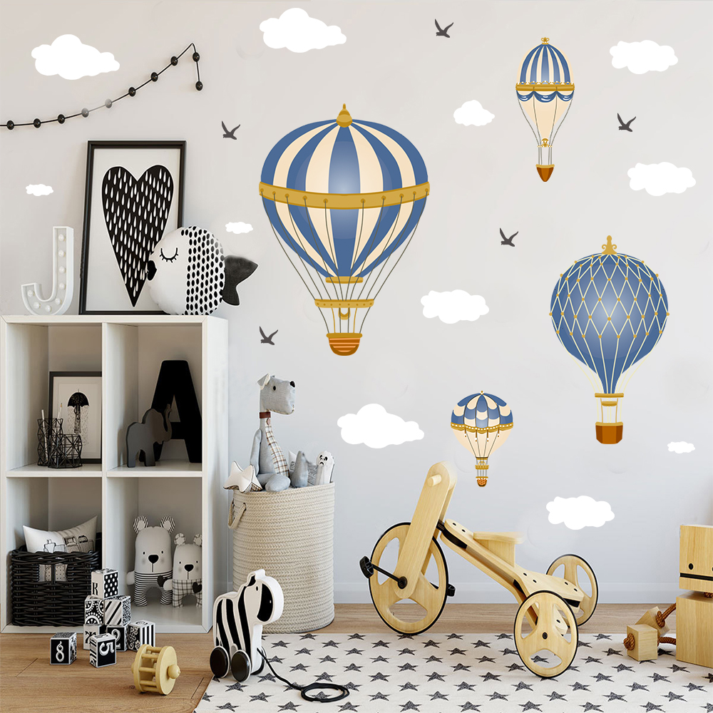 Cartoon Hot Air Balloon Clouds - Baby Nursery Wall Decals บทวิจารณ์และราคา