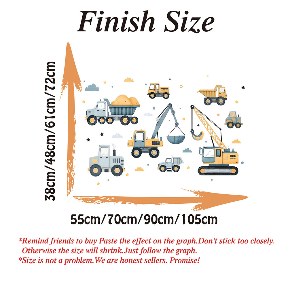 Cartoon Excavator Vehicles Set - Baby Nursery Decals บทวิจารณ์และราคา