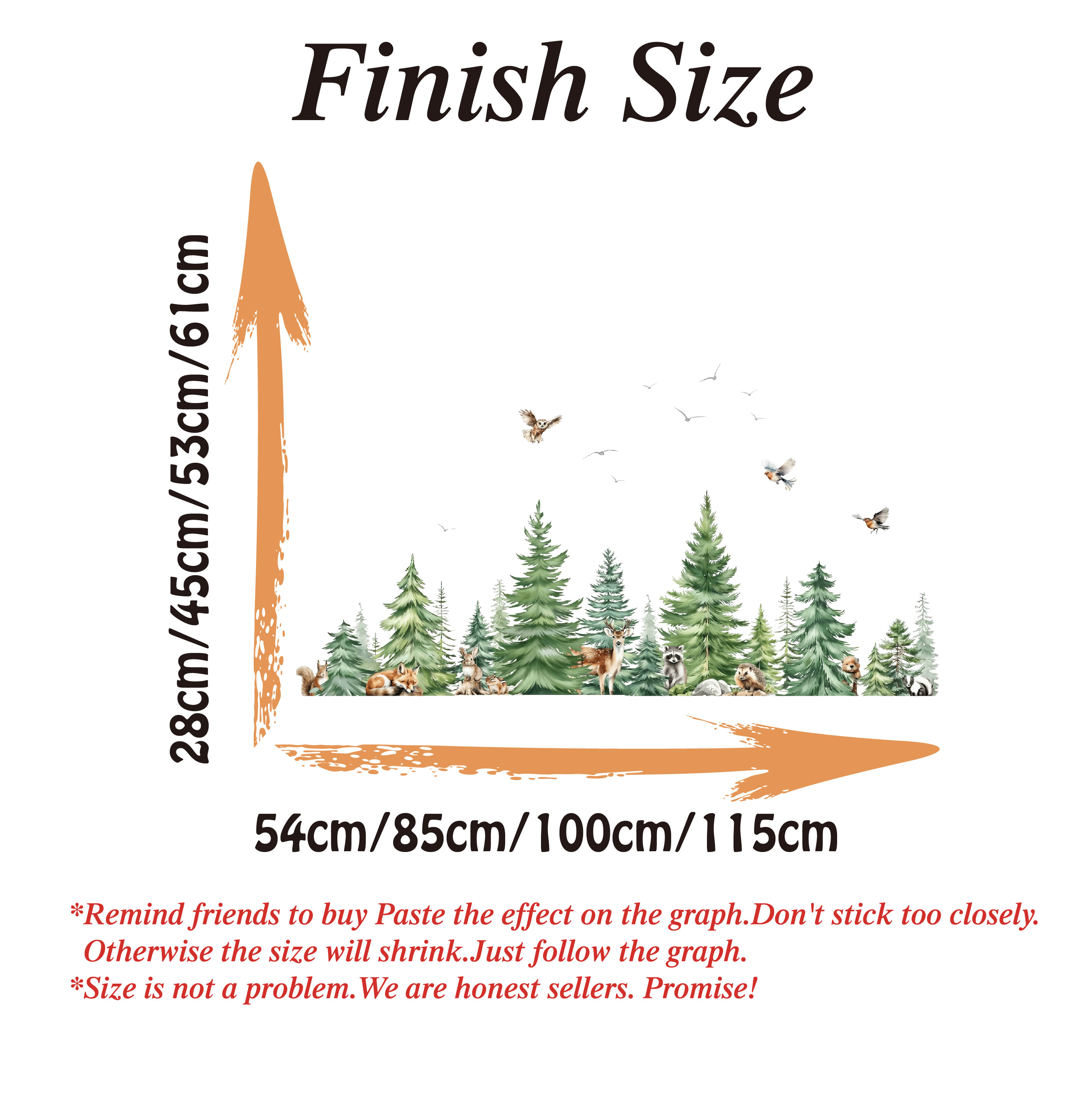 Large Watercolor Pine Tree Ani - Baby Nursery Wall Mural บทวิจารณ์และราคา