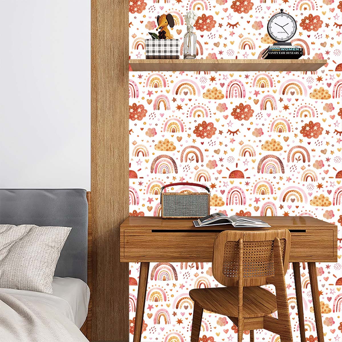 Rainbow Wallpaper Peel and Sti - Baby Nursery Water บทวิจารณ์และราคา