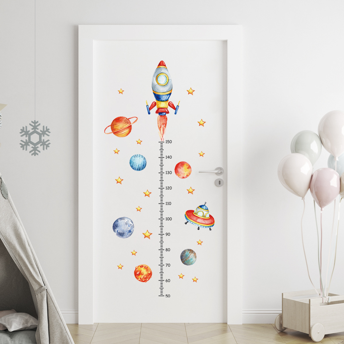 Cartoon Planet Rocket Height M - Baby Nursery Wall Decals บทวิจารณ์และราคา