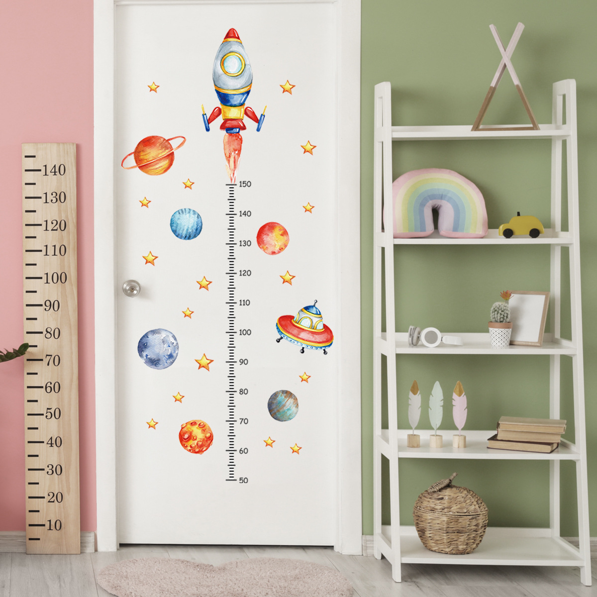 Cartoon Planet Rocket Height M - Baby Nursery Wall Decals บทวิจารณ์และราคา