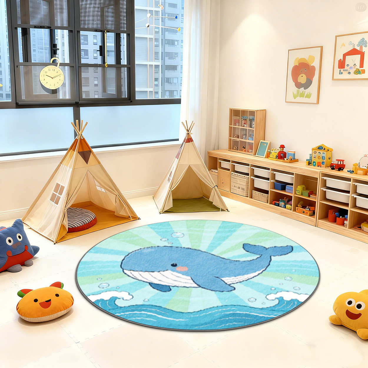 Soft Whale Ocean Round Rug for - Baby Nursery Decor Ideas บทวิจารณ์และราคา