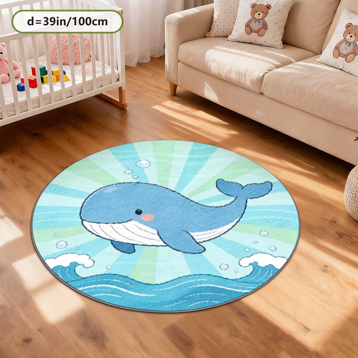 Soft Whale Ocean Round Rug for - Baby Nursery Decor Ideas บทวิจารณ์และราคา