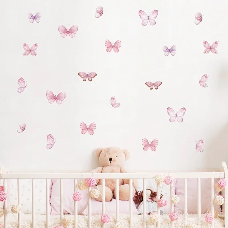 17pcs Watercolor Pink Flying B - Baby Nursery Water บทวิจารณ์และราคา