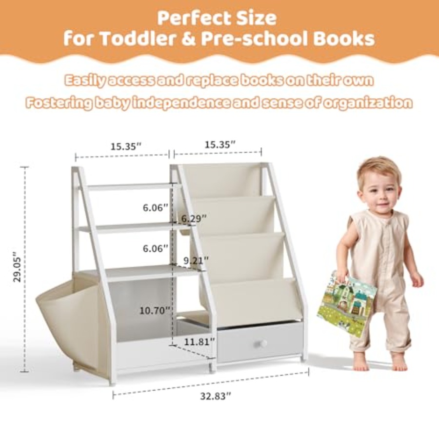 Bookshelf and Toy Storage - Bo - Baby Nursery Shelves บทวิจารณ์และราคา