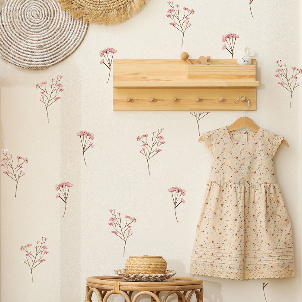 Pink  Watercolor Flower Wall S - Baby Nursery Wall Decals บทวิจารณ์และราคา