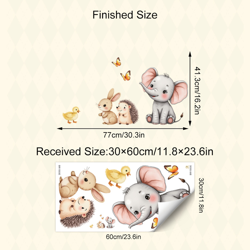 Cartoon Animal Wall Sticker -  - Baby Nursery Wall Decals บทวิจารณ์และราคา
