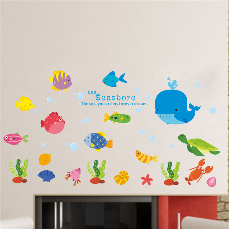 Cute Fishes Whale Shark Sealif - Baby Nursery Decals บทวิจารณ์และราคา