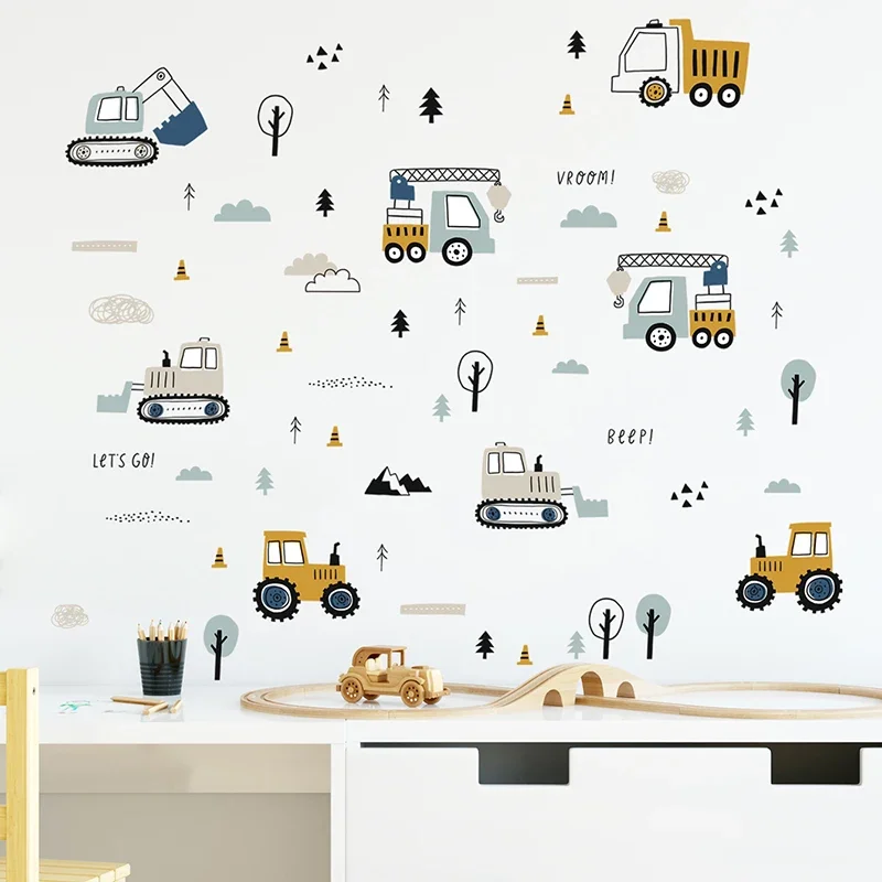 Hand Drawn Cute Cars Cargo Tru - Baby Nursery Decals บทวิจารณ์และราคา
