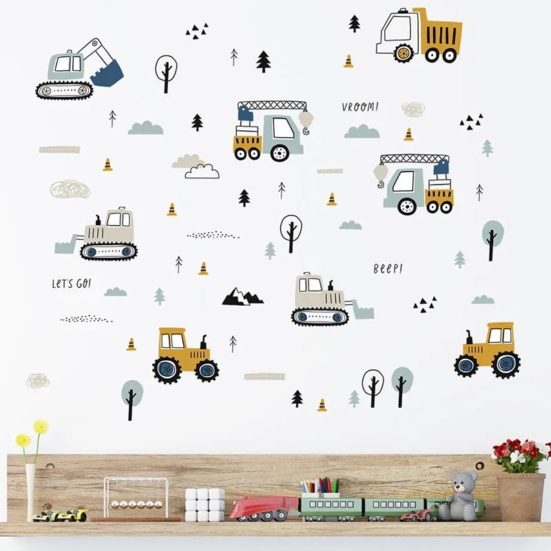 Hand Drawn Cute Cars Cargo Tru - Baby Nursery Decals บทวิจารณ์และราคา
