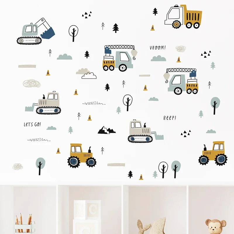 Hand Drawn Cute Cars Cargo Tru - Baby Nursery Decals บทวิจารณ์และราคา