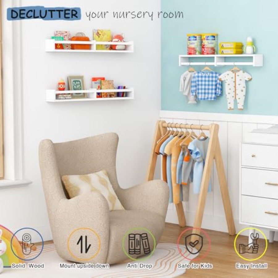 Large Nursery Book Shelves Wal - Baby Nursery Shelves บทวิจารณ์และราคา