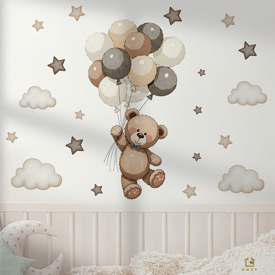 Adorable Teddy Bear Wall Decal - Baby Nursery Decals บทวิจารณ์และราคา