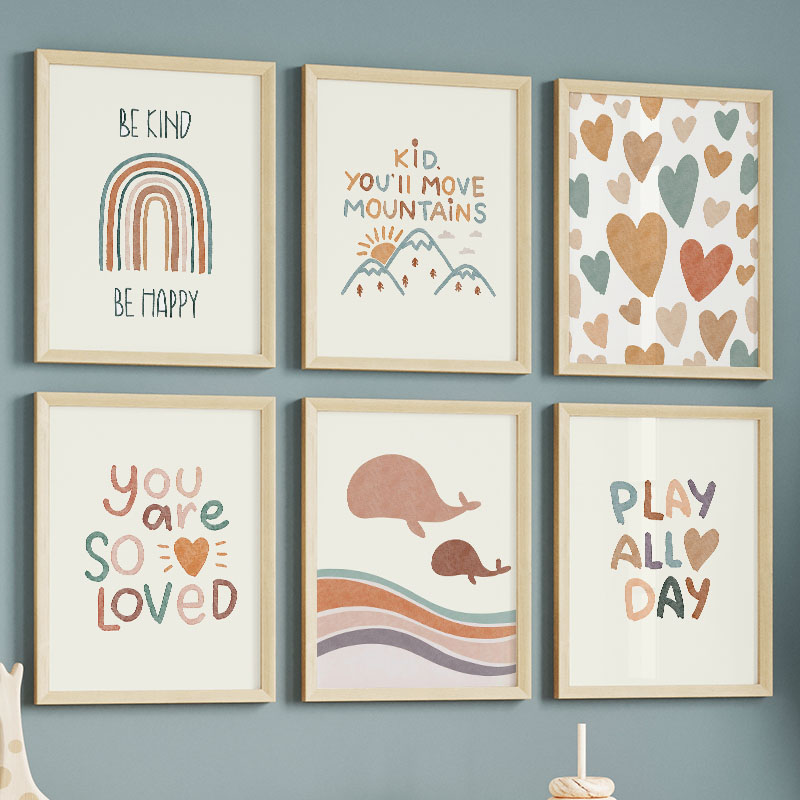 Cartoon Ocean WhaleRainbow Hea - Baby Nursery Quotes Wall Art บทวิจารณ์และราคา