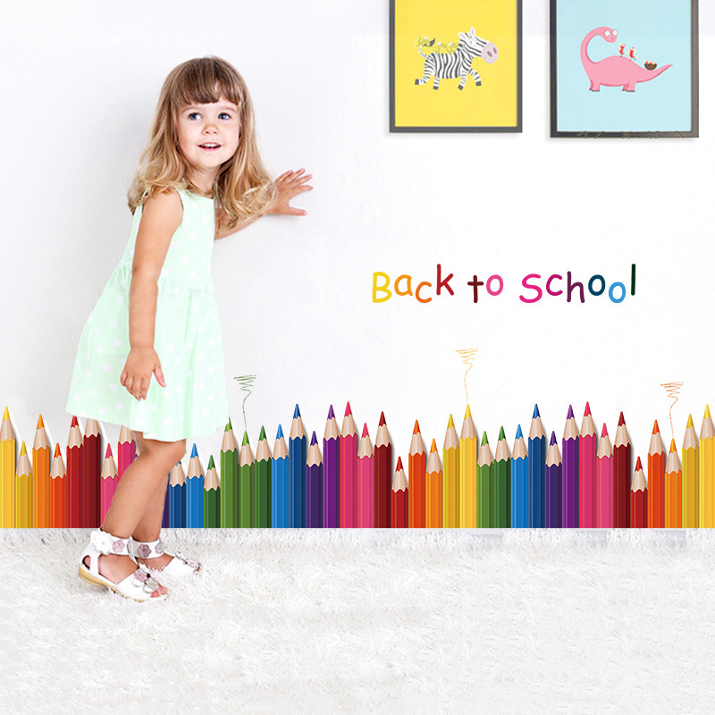 Cartoon Colour Pencil Baseboar - Baby Nursery Decals บทวิจารณ์และราคา