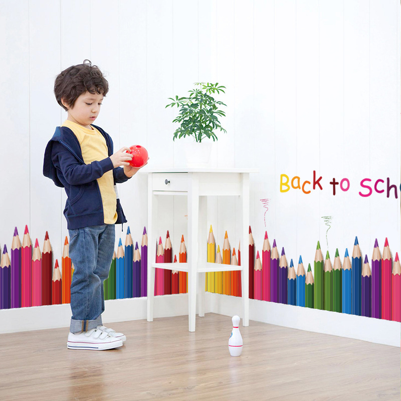 Cartoon Colour Pencil Baseboar - Baby Nursery Decals บทวิจารณ์และราคา