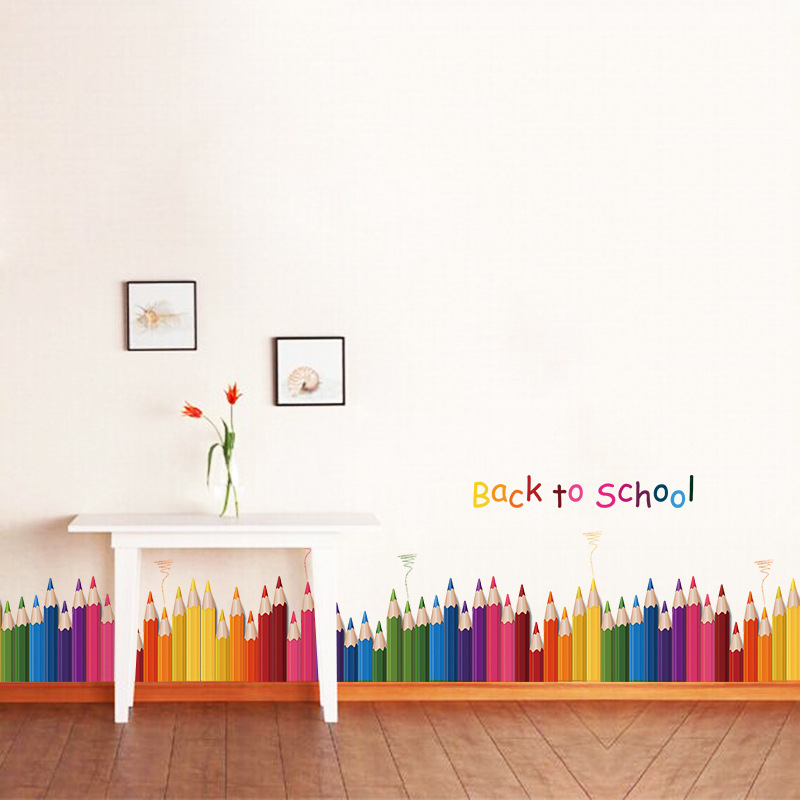 Cartoon Colour Pencil Baseboar - Baby Nursery Decals บทวิจารณ์และราคา