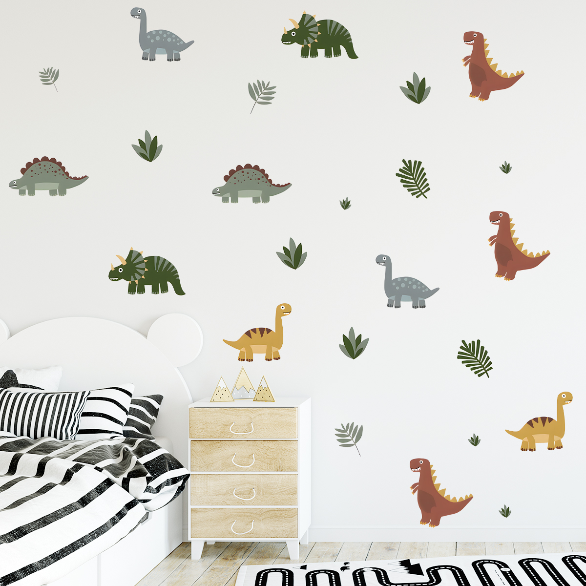 Cartoon Cute Dinosaur Leaf Ani - Baby Nursery Decals บทวิจารณ์และราคา